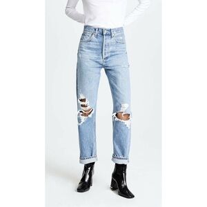 Agolde womens Distressed Straight Jeans
